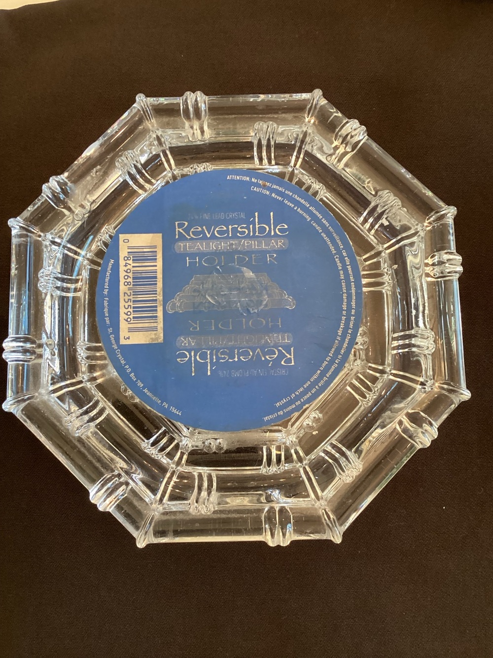 Vintage St. George Crystal 24% Lead Crystal Candleholder Made in USA 1980s-90s - Picture 12 of 15